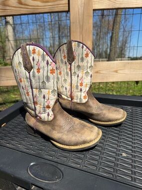 Twister Western Boot Girl Hannah Square Toe Flower Arrow Print 4443402